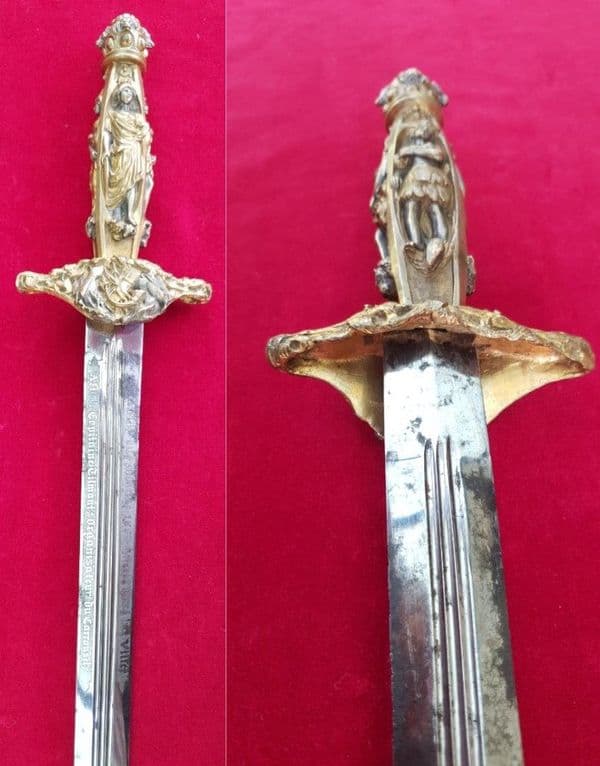 X X SOLD X  X X  LE-MANS 19thC.  presentation Sword,  hilt embossed with classical figures. Ref 2784